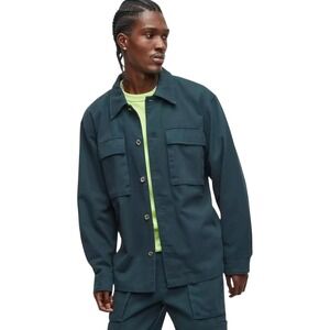 Mode of One Relaxed Fit Utility Shirt Jacket Wild Dark Green Cotton Authentic S